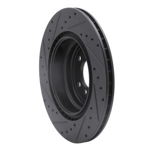 BMW 335XI Brake Rotor (1) - Rear Right - R1 Concepts - Drilled & Slotted - Black - `06-`15